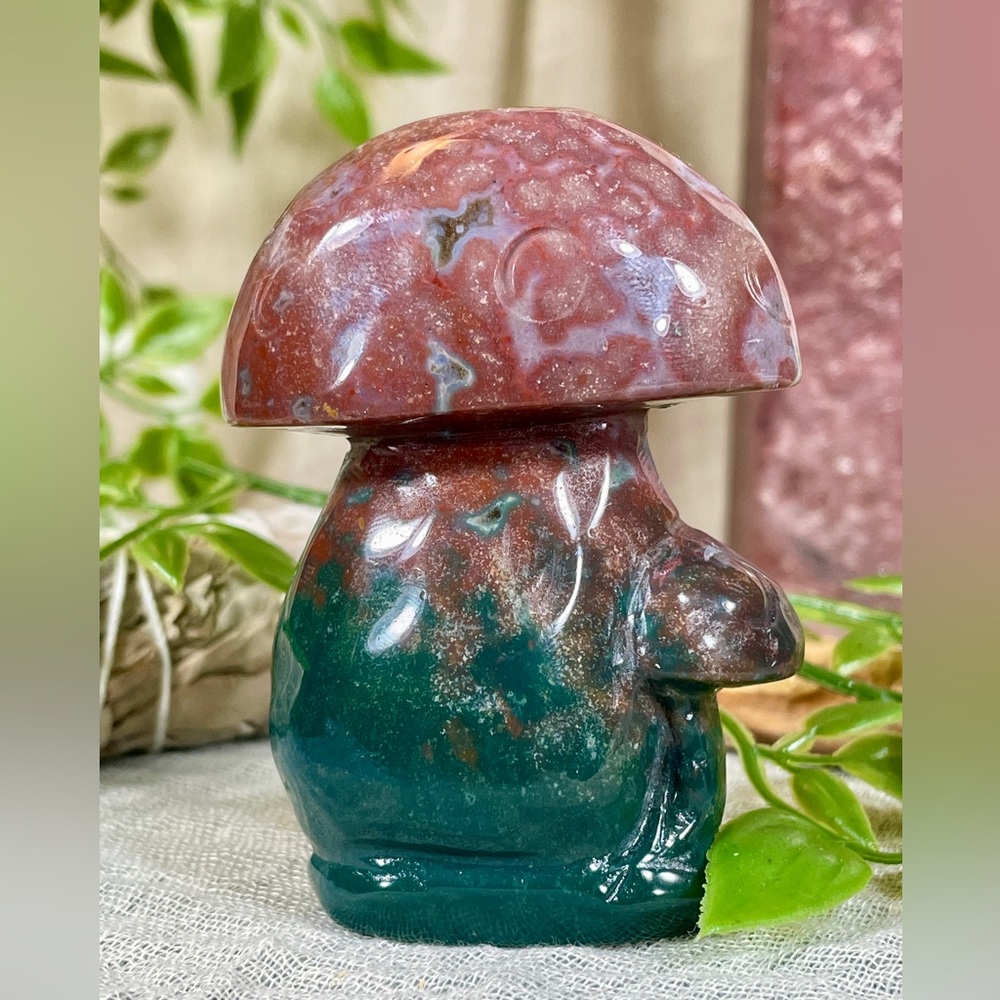 2431 Ocean Jasper Mushroom Crystal Carving